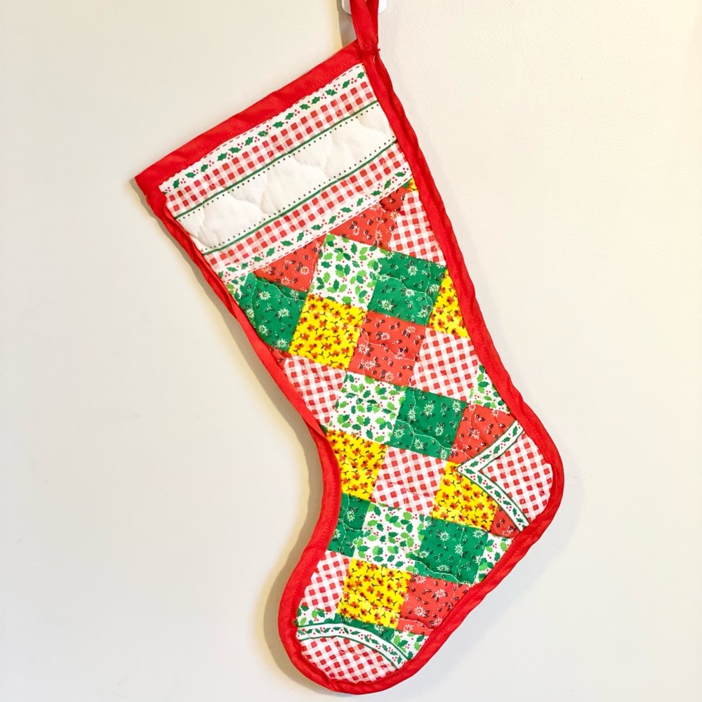 *VINTAGE* Quilted Patchwork Bandana Christmas Stocking
